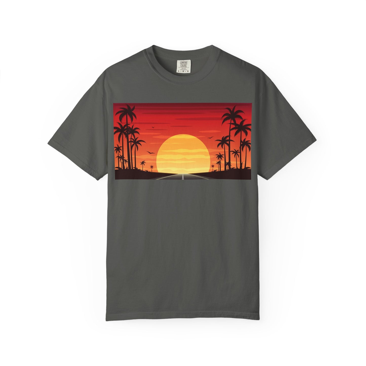 Sunset Palm Beach T-Shirt — Retro Tropical Sunset Graphic