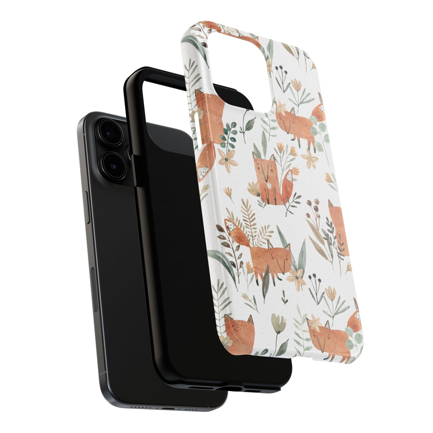 Floral Fox Phone Case, Tough Phone Cases for Nature Lovers, Cute Animal Phone Cover, Gift for Friends, Wildflower Design