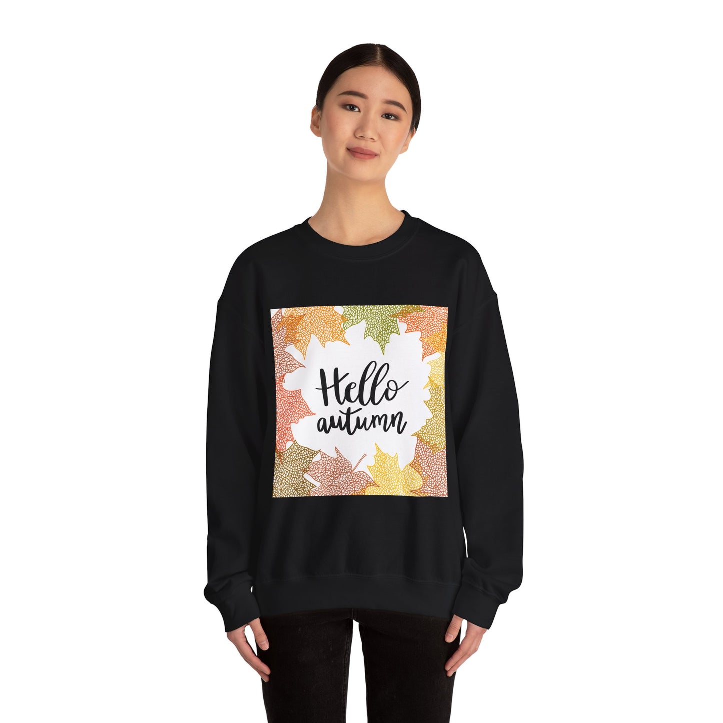 Autumn Vibes Crewneck Sweatshirt, Comfortable Fall Apparel, Unisex Sweater for Cozy Days, Perfect Gift for Fall Lovers, Hello Autumn Design