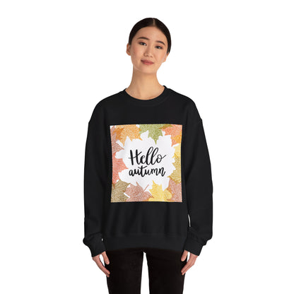Autumn Vibes Crewneck Sweatshirt, Comfortable Fall Apparel, Unisex Sweater for Cozy Days, Perfect Gift for Fall Lovers, Hello Autumn Design
