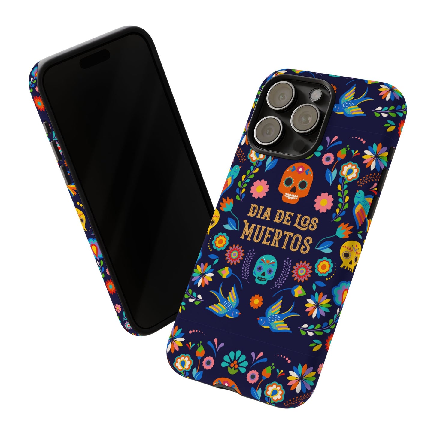 Colorful Dia de los Muertos Phone Case, Skull Design, Floral Phone Cover, Sugar Skull Accessories, Day of the Dead Gift