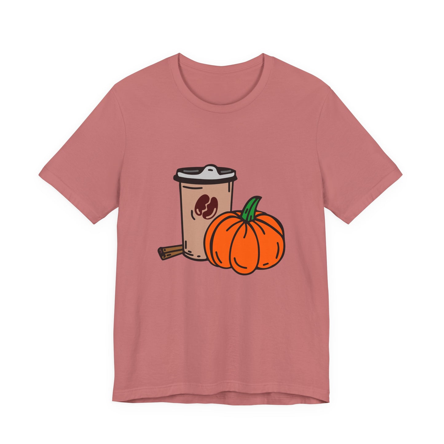 Fall Vibes Pumpkin Coffee Tee, Autumn Pumpkin Shirt, Cozy Casual Tee, Thanksgiving Gift, Unisex Fall Apparel - MaisonThreadory