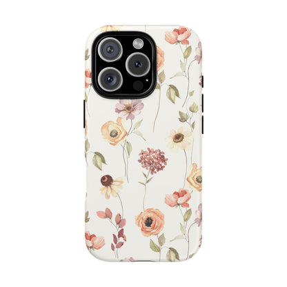 Floral Phone Case, Cute Flower Cover, Botanical Tough Case, Protective Smartphone Shell, Chic Floral Design, Trendy iPhone Case