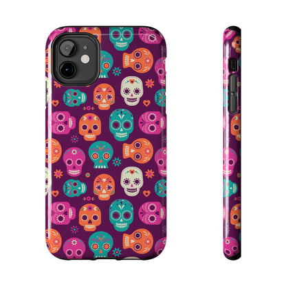 Colorful Skull Phone Case, Tough Cases for Halloween, Unique Phone Cover, Day of the Dead, Fun and Durable Accessories