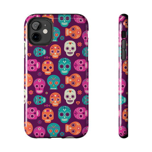 Colorful Skull Phone Case, Tough Cases for Halloween, Unique Phone Cover, Day of the Dead, Fun and Durable Accessories
