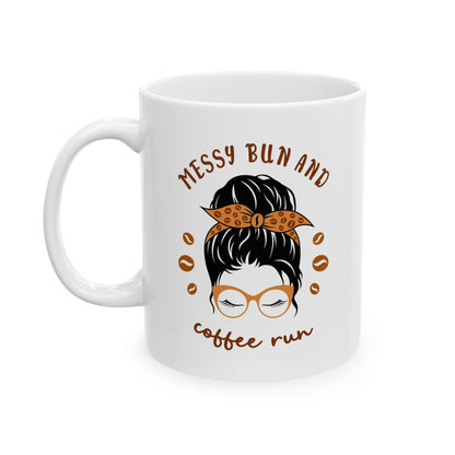 Ceramic Mug with Messy Hair and Coffee Vibes, Funny Gift for Coffee Lovers, Cute Kitchen Decor, Perfect for Birthdays, Holidays, [...] - MaisonThreadory