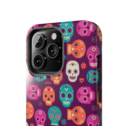 Colorful Skull Phone Case, Tough Cases for Halloween, Unique Phone Cover, Day of the Dead, Fun and Durable Accessories