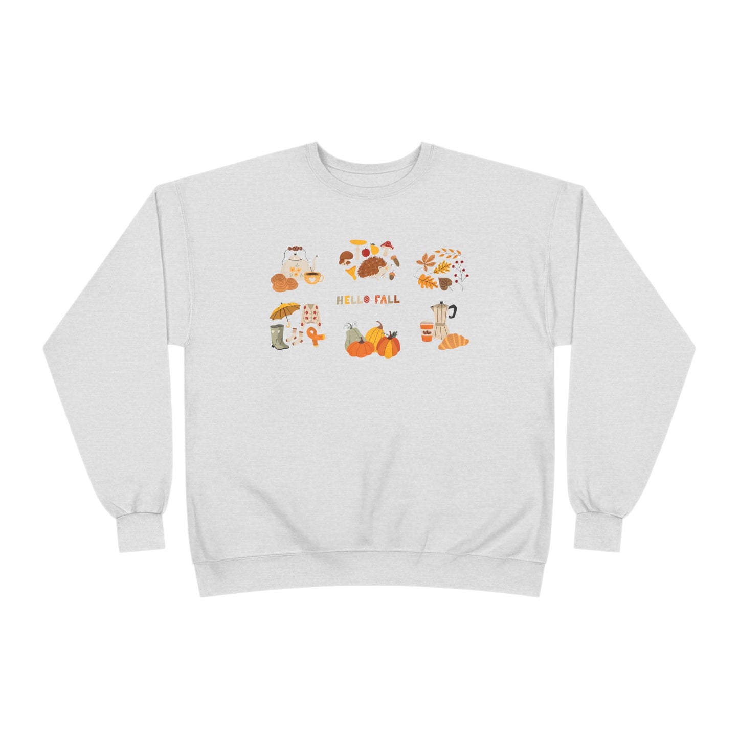Cozy Fall Sweatshirt - Hello Fall Design, Unisex Fall Apparel, Eco-Friendly Sweater, Perfect for Autumn Celebrations, Gift for Nature Lovers - MaisonThreadory