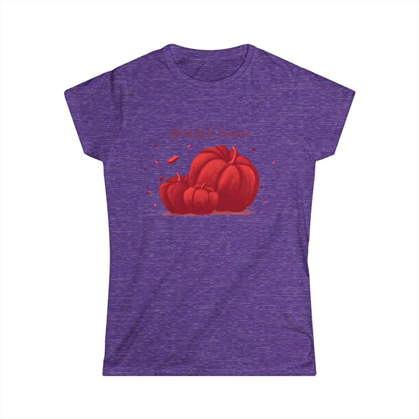 Thankful Season Women's Softstyle Tee, Fall T-Shirt, Thanksgiving Apparel, Pumpkin Graphic Tee, Autumn Outfit - MaisonThreadory