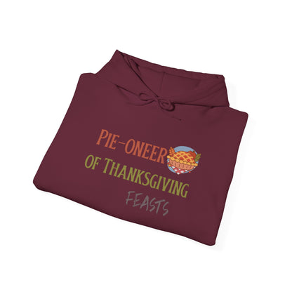 Thanksgiving Pie-o-neer Unisex Heavy Blend Hooded Sweatshirt, Cozy Holiday Sweatshirt, Thanksgiving Apparel, Fall Fashion, Foodie Gifts - MaisonThreadory