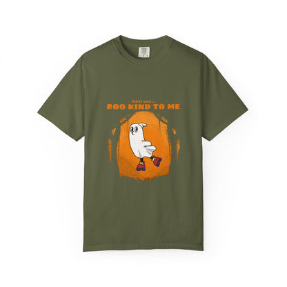 Playful Message T-Shirt: Boo Kind To Me, Funny Graphic Tee, Unisex Cotton Top, Casual Wear, Gift for Friends - MaisonThreadory