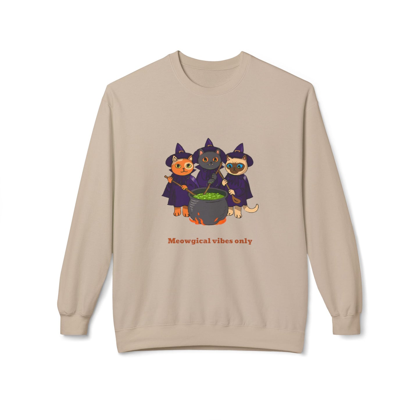 Whimsical Halloween Cat Crewneck Sweatshirt, Cozy Fall Fashion, Pumpkin Spice Sweater, Cute Cat Lovers Gift, Spooky Season Apparel - MaisonThreadory