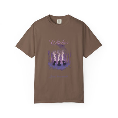 Witches Garment-Dyed T-Shirt | Mystical Apparel for Halloween, Witchy Vibes, Unique Gift, Casual Wear - MaisonThreadory