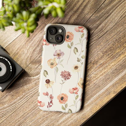Floral Phone Case, Cute Flower Cover, Botanical Tough Case, Protective Smartphone Shell, Chic Floral Design, Trendy iPhone Case