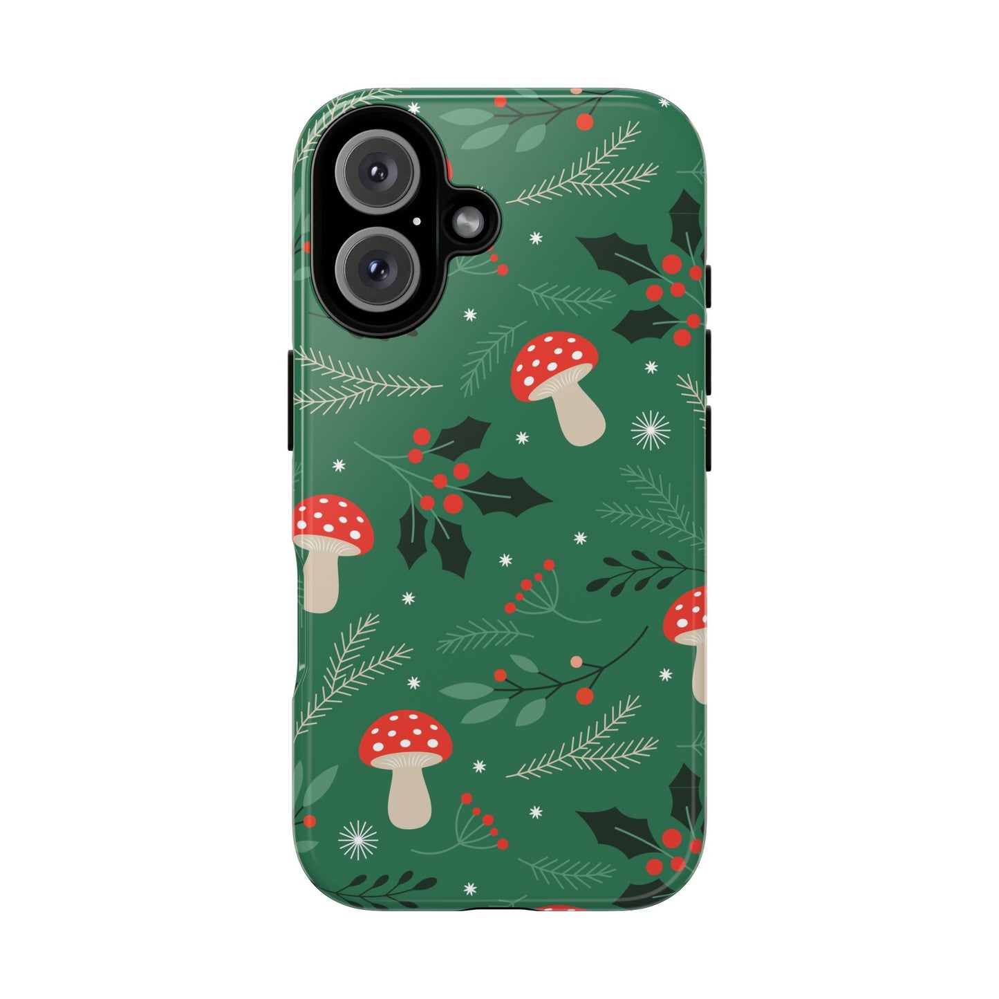 Festive Mushroom Phone Case, Colorful Holiday Case, Christmas Gift, Winter Vibes, Eco-Friendly Phone Cover