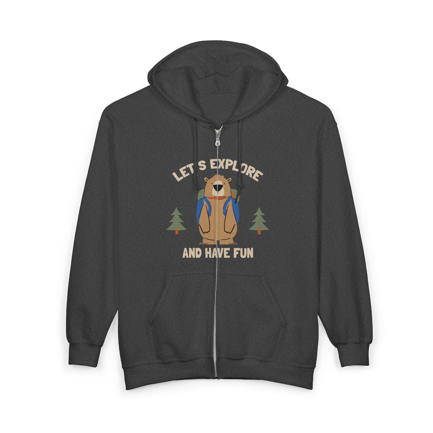 Let's Explore and Have Fun Zip Hoodie — Outdoor Adventure Hooded Jacket