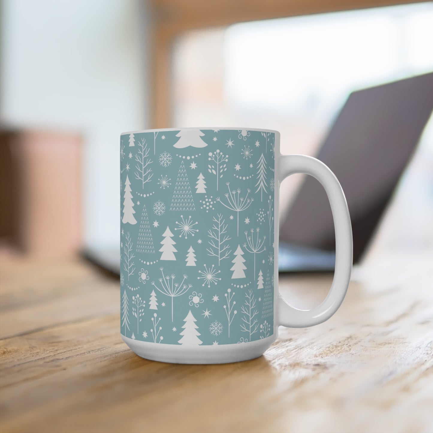 Winter Wonderland Mug, 15oz Ceramic Cup for Cozy Beverages, Holiday Gift, Festive Décor, Christmas, Seasonal Drinkware - MaisonThreadory