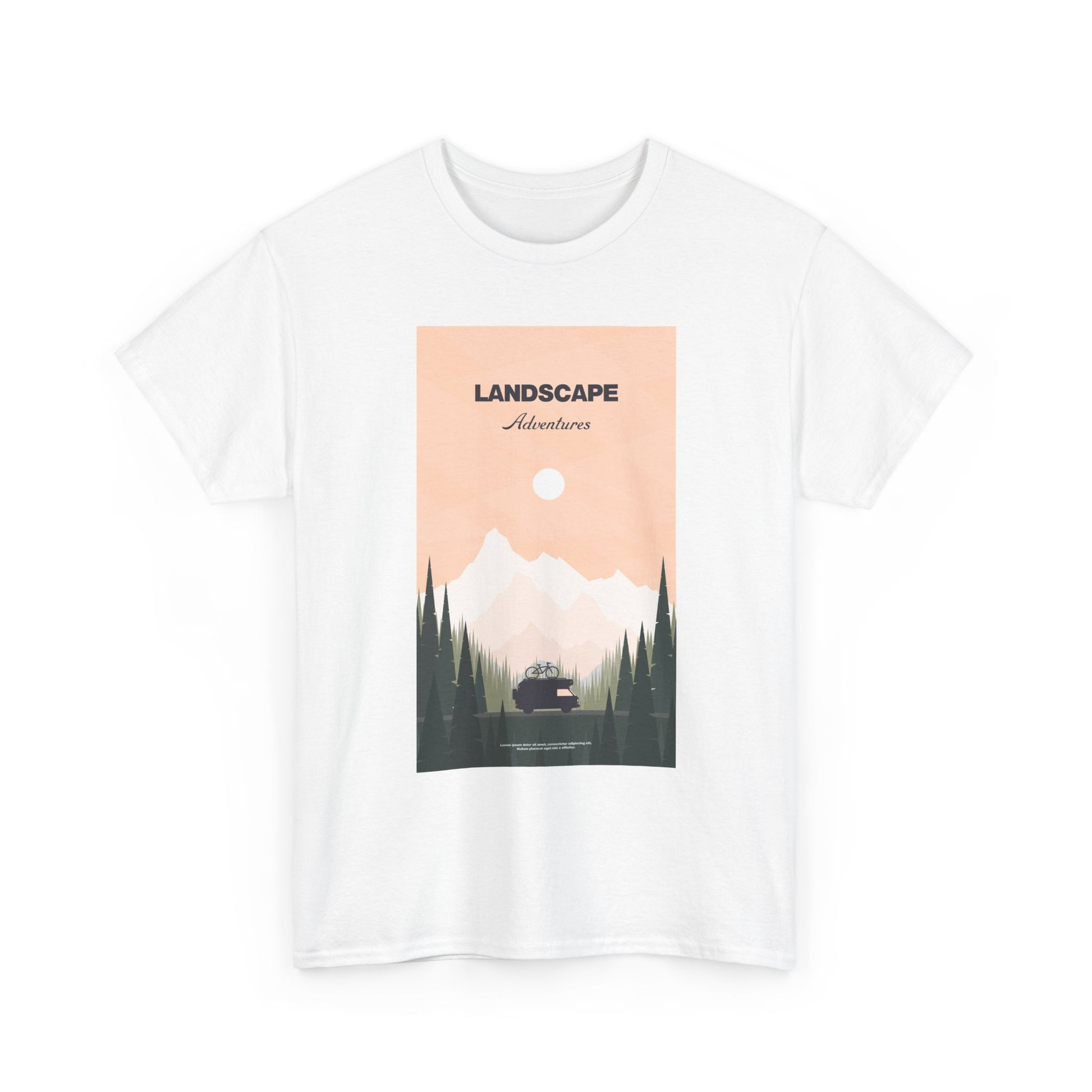 Adventure Landscape Unisex Heavy Cotton Tee, Nature T-Shirt, Casual Outdoors Shirt, Hiking Gift, Travel Apparel - MaisonThreadory