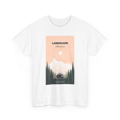 Adventure Landscape Unisex Heavy Cotton Tee, Nature T-Shirt, Casual Outdoors Shirt, Hiking Gift, Travel Apparel - MaisonThreadory