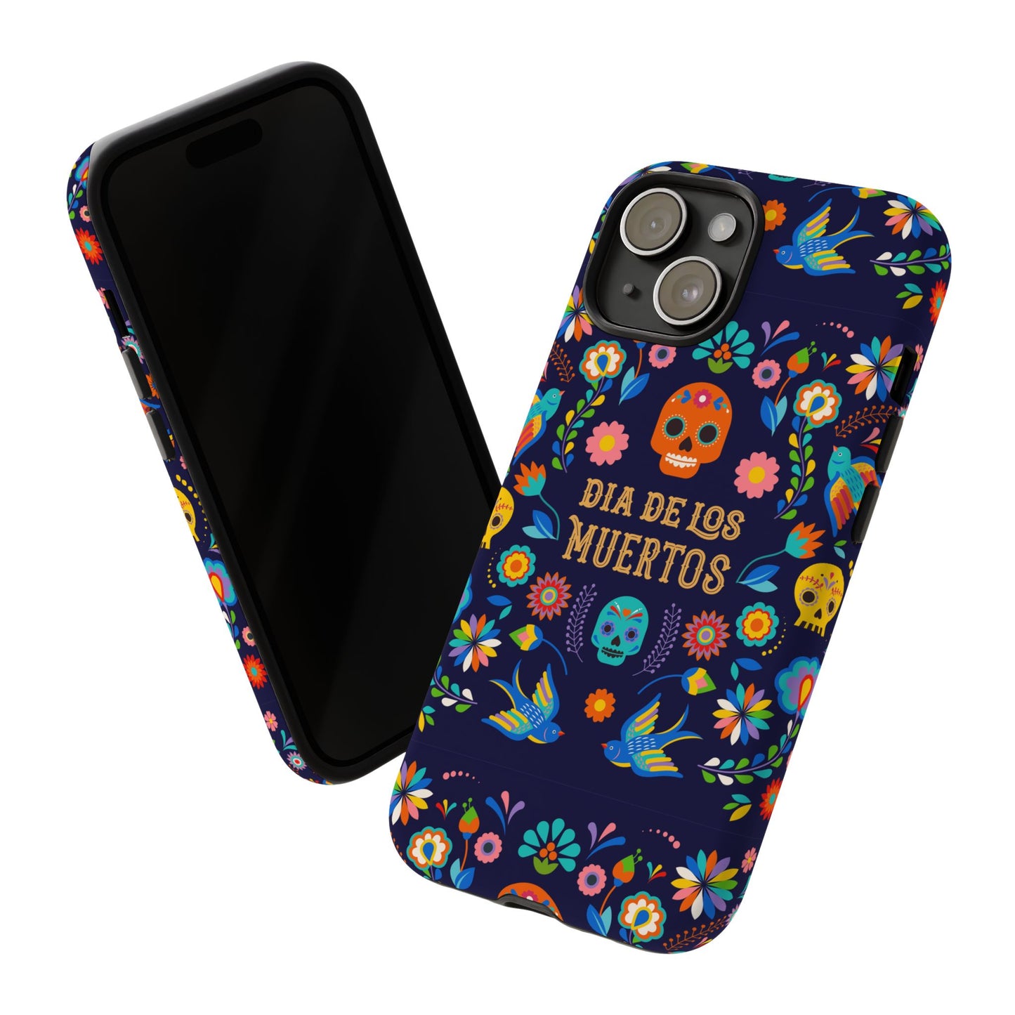 Colorful Dia de los Muertos Phone Case, Skull Design, Floral Phone Cover, Sugar Skull Accessories, Day of the Dead Gift