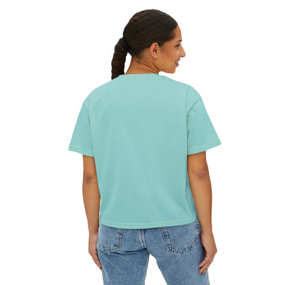 Cute Love Story Ghost Women's Boxy Tee, Fun Casual Top, Halloween Apparel, Gift for Ghost Lovers, Spooky Season Shirt, Relaxed Fit Tee - MaisonThreadory