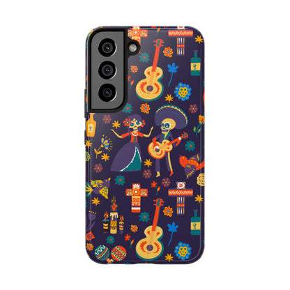 Colorful Dia de los Muertos Phone Case, Tough Case for Halloween, Gift for Music Lovers, Floral Phone Cover, Sugar Skull Art
