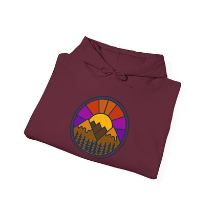Sunset Mountains Hooded Sweatshirt | Unisex Heavy Blend | Cozy Sweatshirt for Nature Lovers | Perfect Gift for Outdoor Enthusiasts, [...] - MaisonThreadory