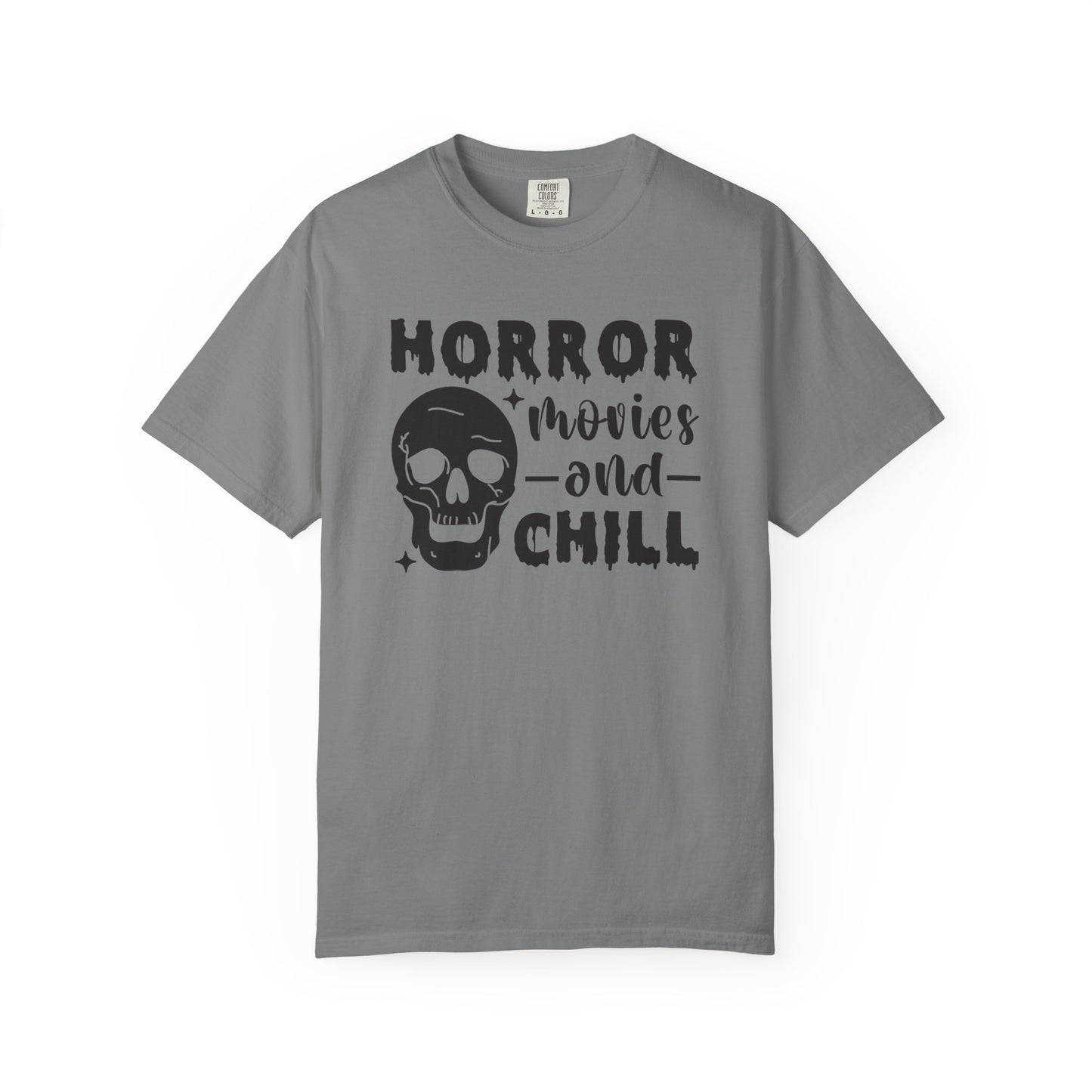 Horror Movies and Chill T-Shirt, Perfect for Halloween, Movie Nights, Gifts for Horror Fans, Unisex Graphic Tee, Soft Cotton Casual Wear
