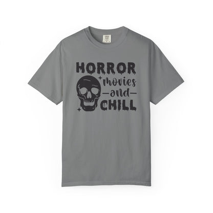 Horror Movies and Chill T-Shirt, Perfect for Halloween, Movie Nights, Gifts for Horror Fans, Unisex Graphic Tee, Soft Cotton Casual Wear