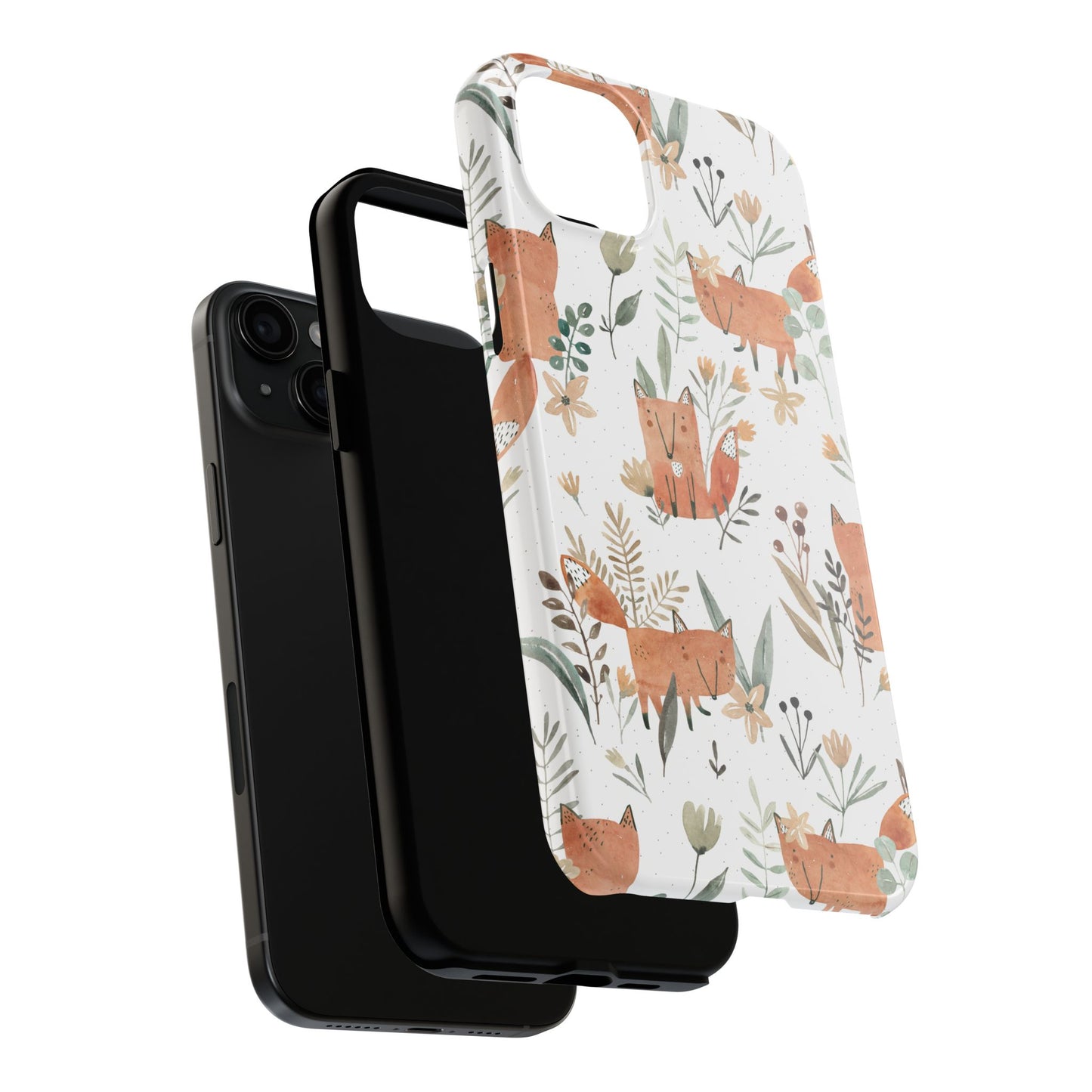 Floral Fox Phone Case, Tough Phone Cases for Nature Lovers, Cute Animal Phone Cover, Gift for Friends, Wildflower Design