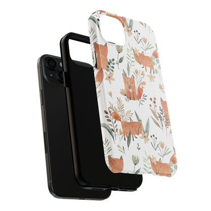 Floral Fox Phone Case, Tough Phone Cases for Nature Lovers, Cute Animal Phone Cover, Gift for Friends, Wildflower Design