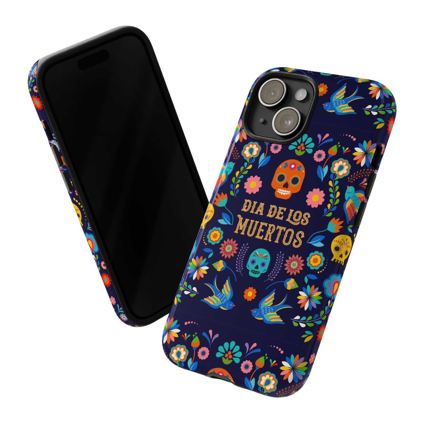 Colorful Dia de los Muertos Phone Case, Skull Design, Floral Phone Cover, Sugar Skull Accessories, Day of the Dead Gift