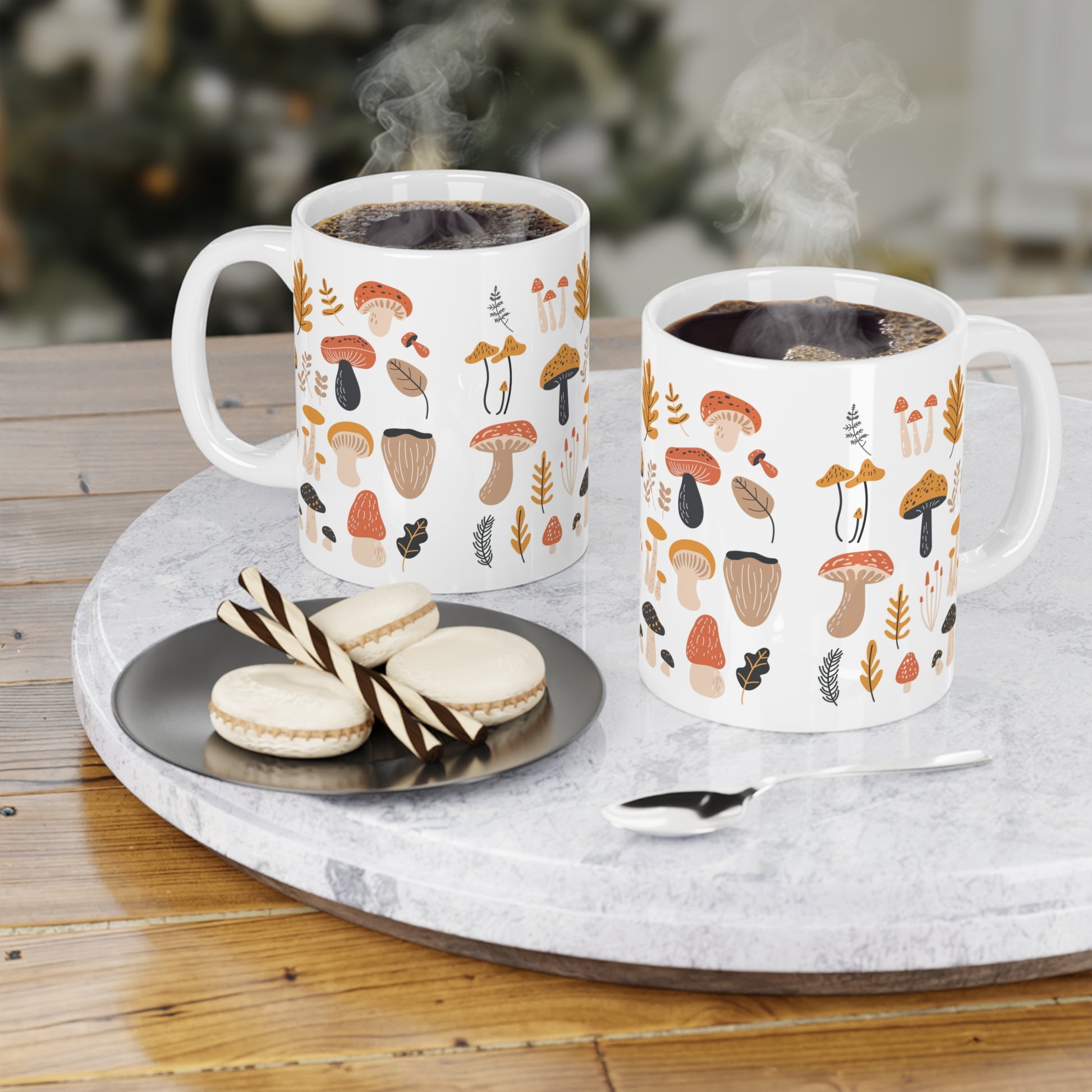 Autumn Mushroom Ceramic Mug, Cozy Coffee Tea Cup, Fall Kitchen Decor, Gift for Nature Lovers, Fungi Enthusiasts, Rustic Aesthetic - MaisonThreadory