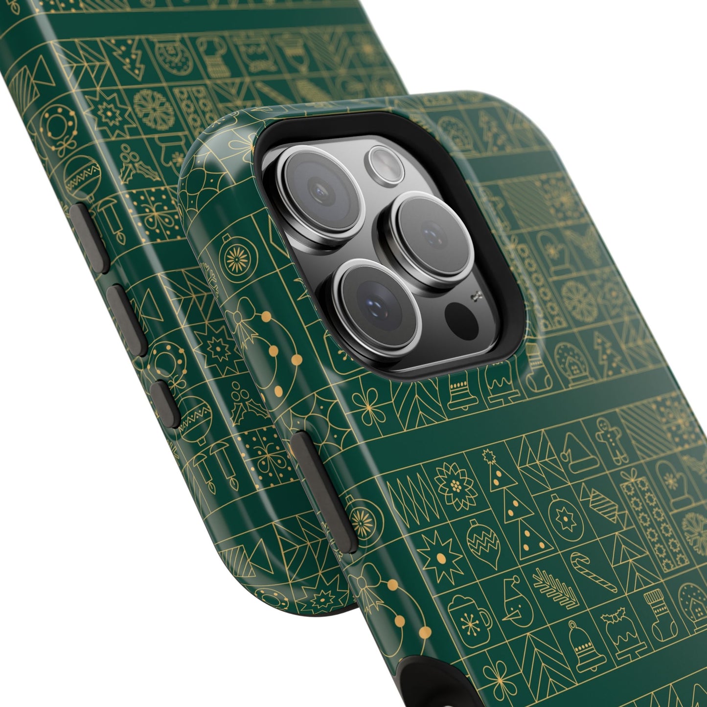 Magnetic Impact-Resistant Phone Case — Dark Green Geometric Pattern