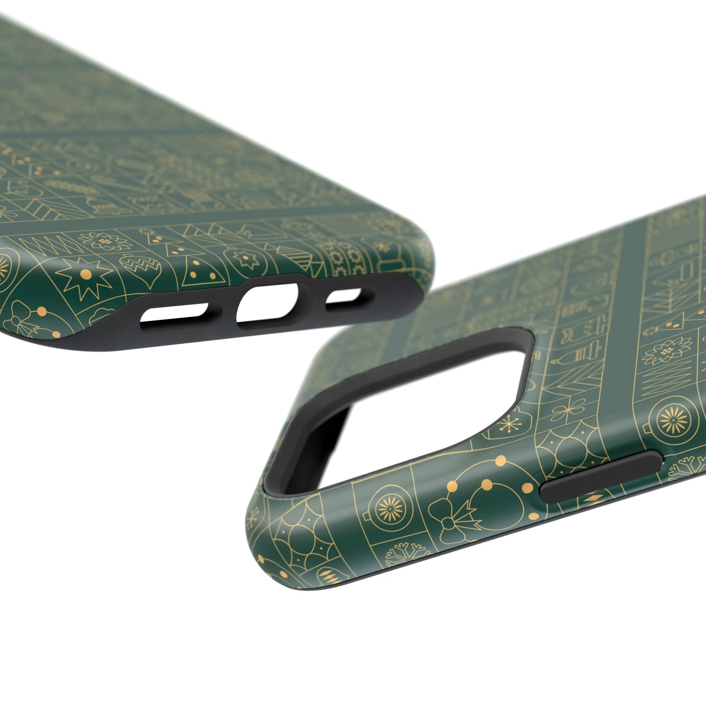 Magnetic Impact-Resistant Phone Case — Dark Green Geometric Pattern