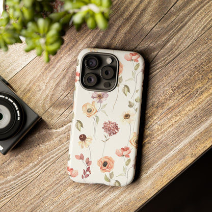 Floral Phone Case, Cute Flower Cover, Botanical Tough Case, Protective Smartphone Shell, Chic Floral Design, Trendy iPhone Case
