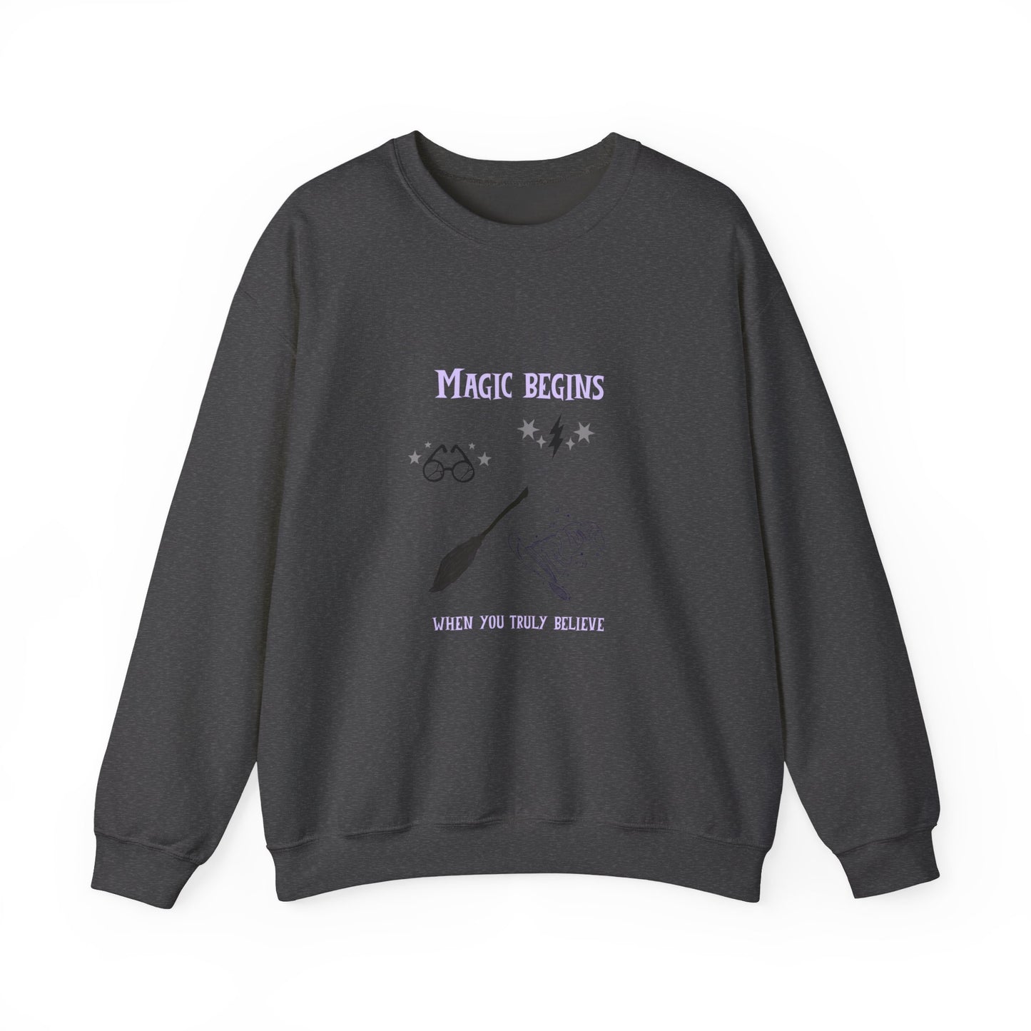 Magic Begins Sweatshirt - Cozy Unisex Crewneck, Perfect for Gifts, Spirituality, Comfort Wear, Casual Everyday Style - MaisonThreadory