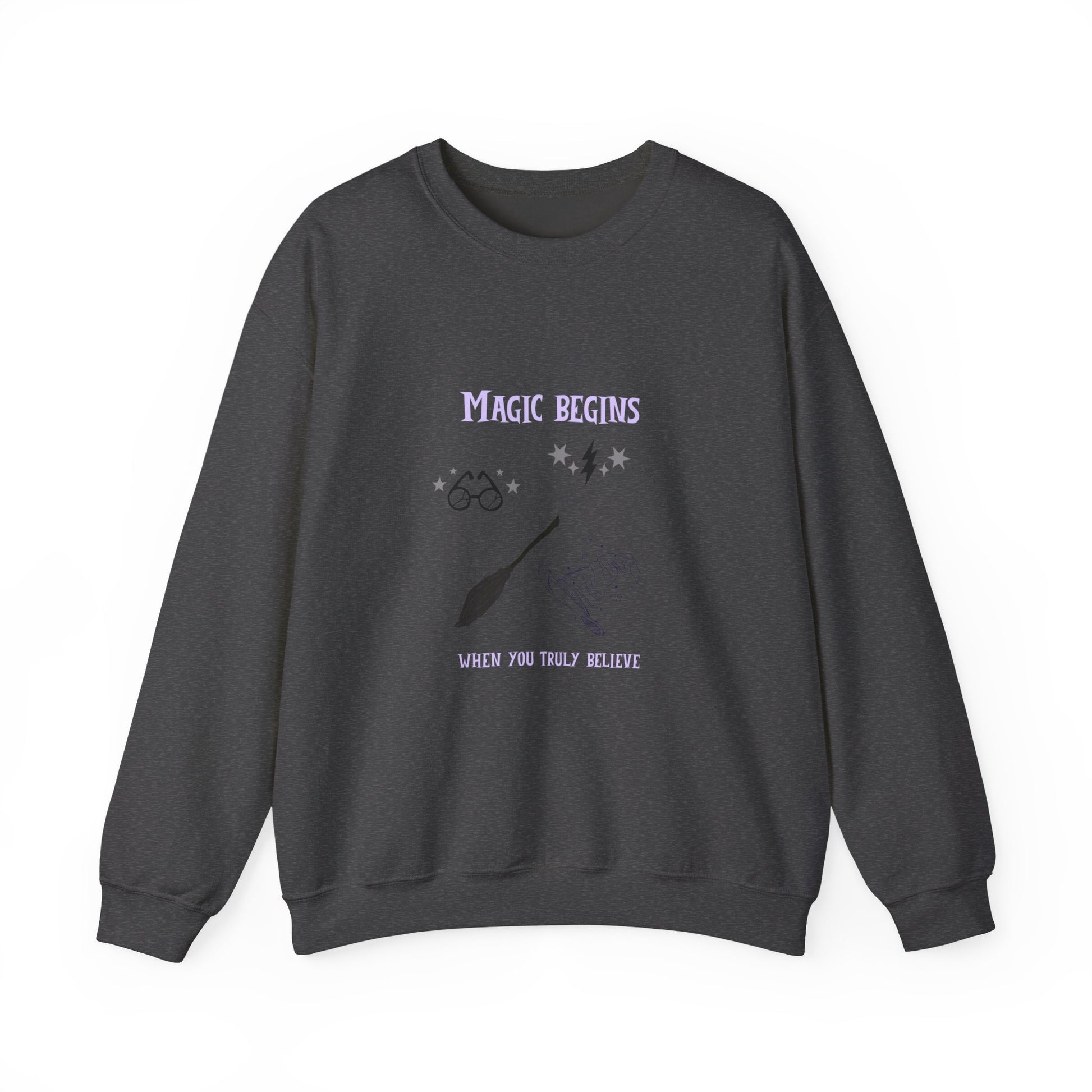 Magic Begins Sweatshirt - Cozy Unisex Crewneck, Perfect for Gifts, Spirituality, Comfort Wear, Casual Everyday Style - MaisonThreadory