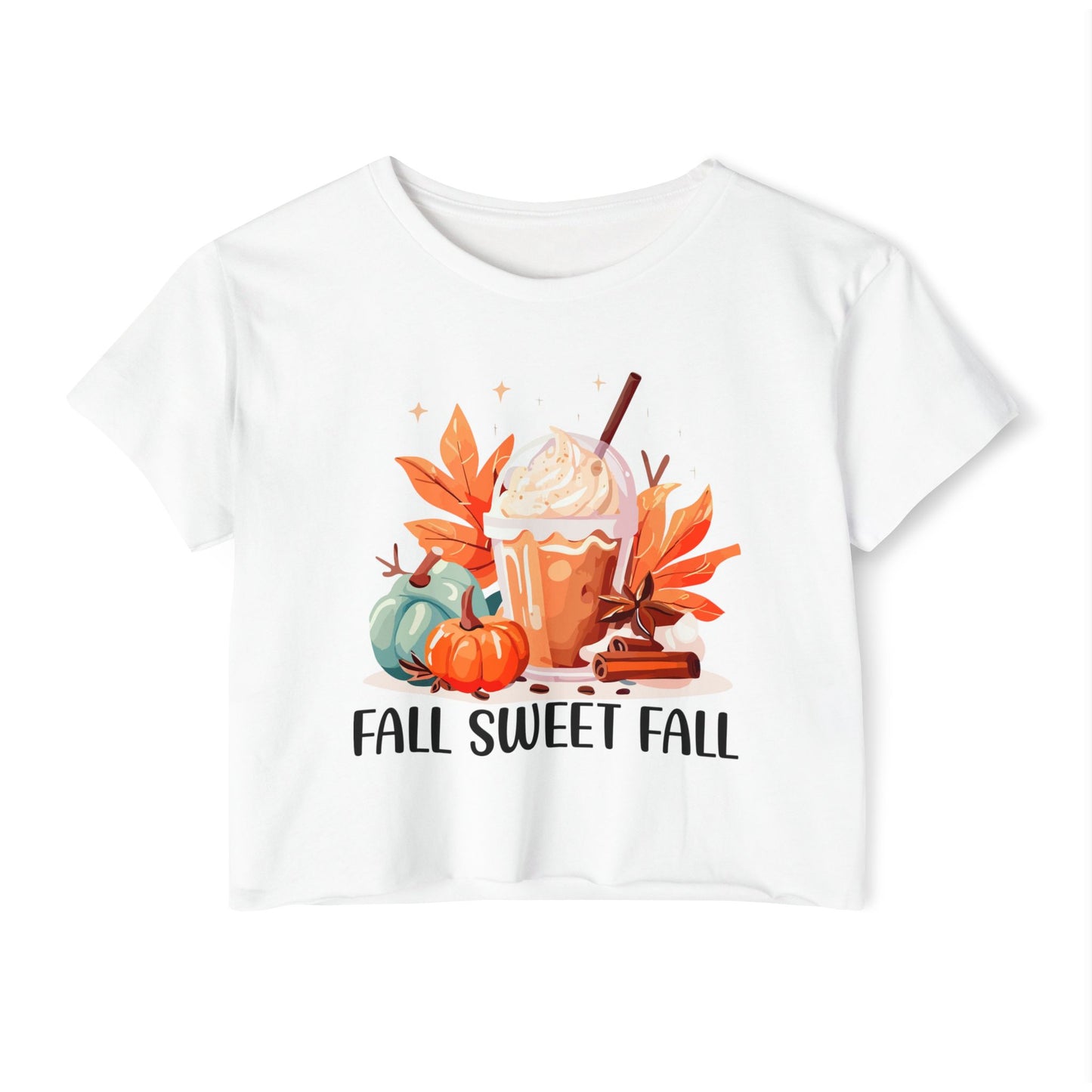 Fall Sweet Fall Crop Top for Women, Autumn T-Shirt, Thanksgiving Outfit, Festival Apparel, Casual Wear - MaisonThreadory