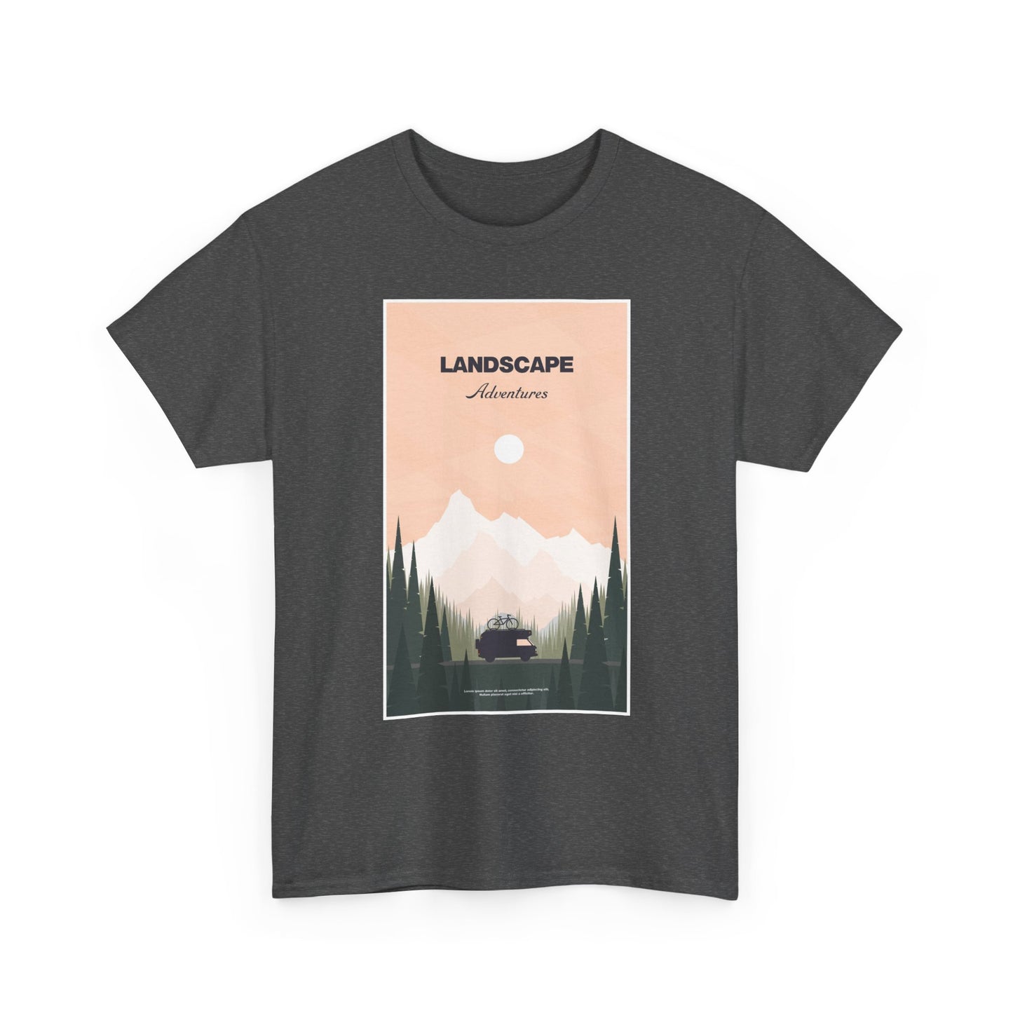 Adventure Landscape Unisex Heavy Cotton Tee, Nature T-Shirt, Casual Outdoors Shirt, Hiking Gift, Travel Apparel - MaisonThreadory