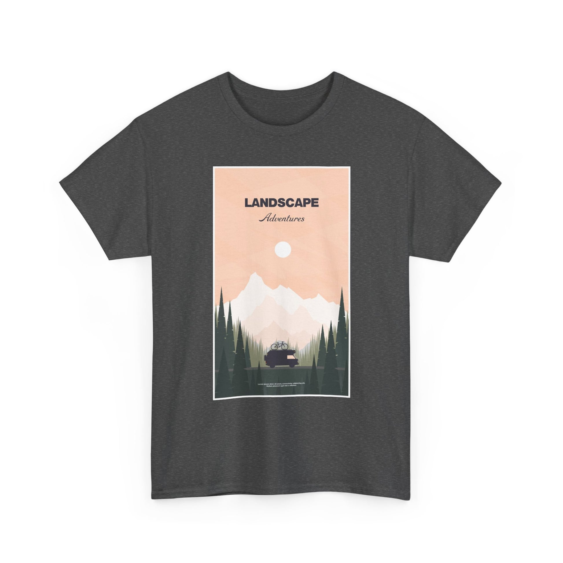 Adventure Landscape Unisex Heavy Cotton Tee, Nature T-Shirt, Casual Outdoors Shirt, Hiking Gift, Travel Apparel - MaisonThreadory