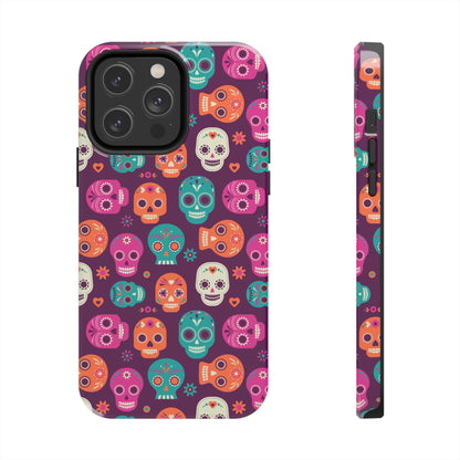 Colorful Skull Phone Case, Tough Cases for Halloween, Unique Phone Cover, Day of the Dead, Fun and Durable Accessories