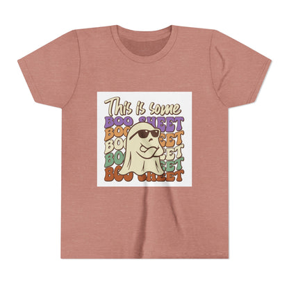 Youth Short Sleeve Tee with Fun Boo Sheet Design, Cool Summer Top, Humorous Kids Apparel, Gift for Halloween, Casual Wear, Playful T-Shirt - MaisonThreadory