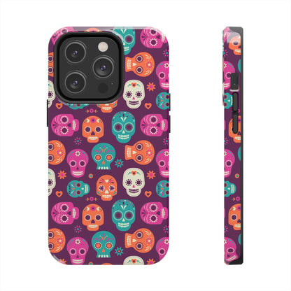 Colorful Skull Phone Case, Tough Cases for Halloween, Unique Phone Cover, Day of the Dead, Fun and Durable Accessories