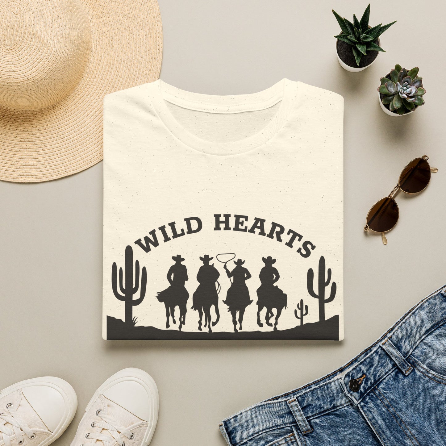 Wild Hearts Run Free T‑Shirt — Western Cowboy Rodeo Graphic Tee
