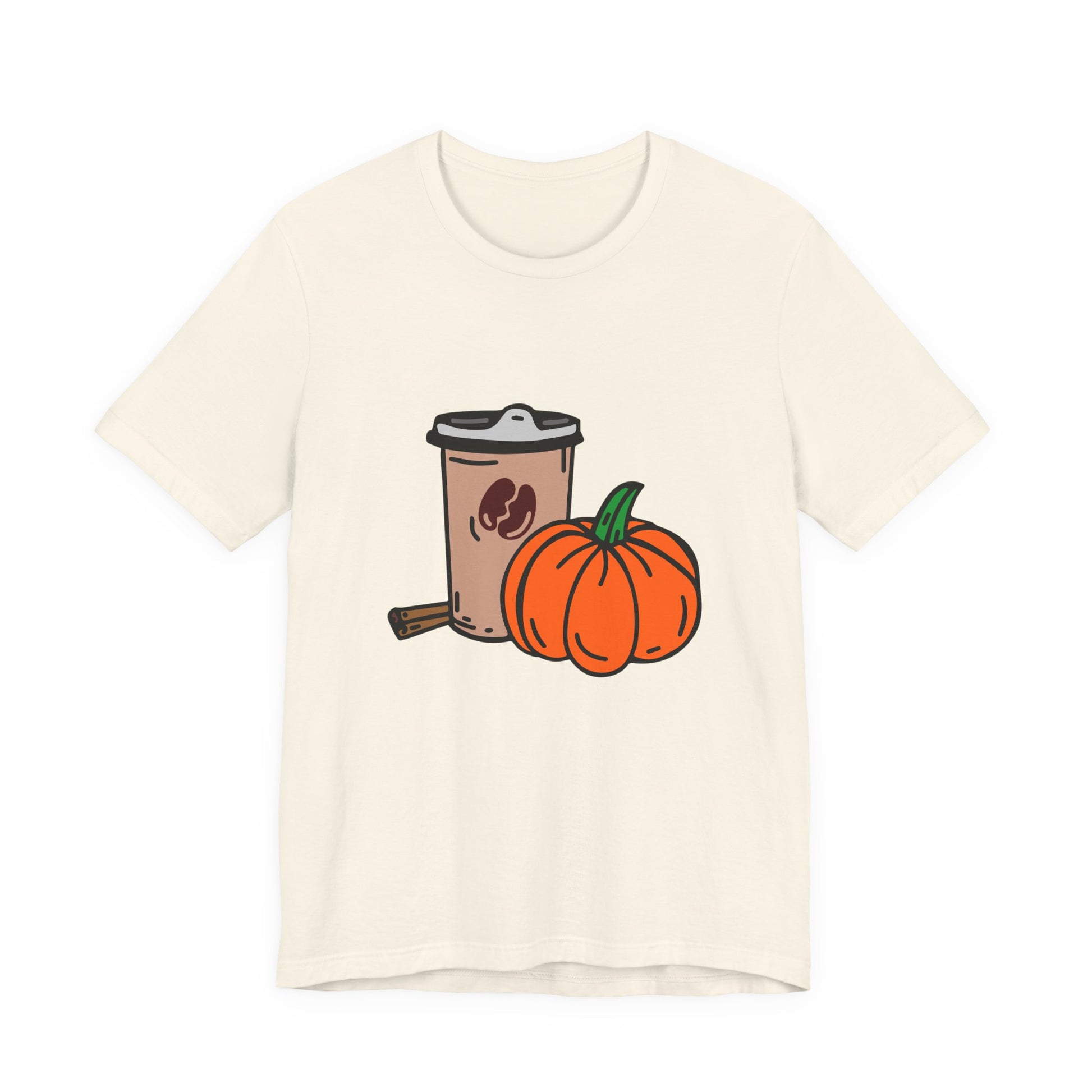 Fall Vibes Pumpkin Coffee Tee, Autumn Pumpkin Shirt, Cozy Casual Tee, Thanksgiving Gift, Unisex Fall Apparel - MaisonThreadory