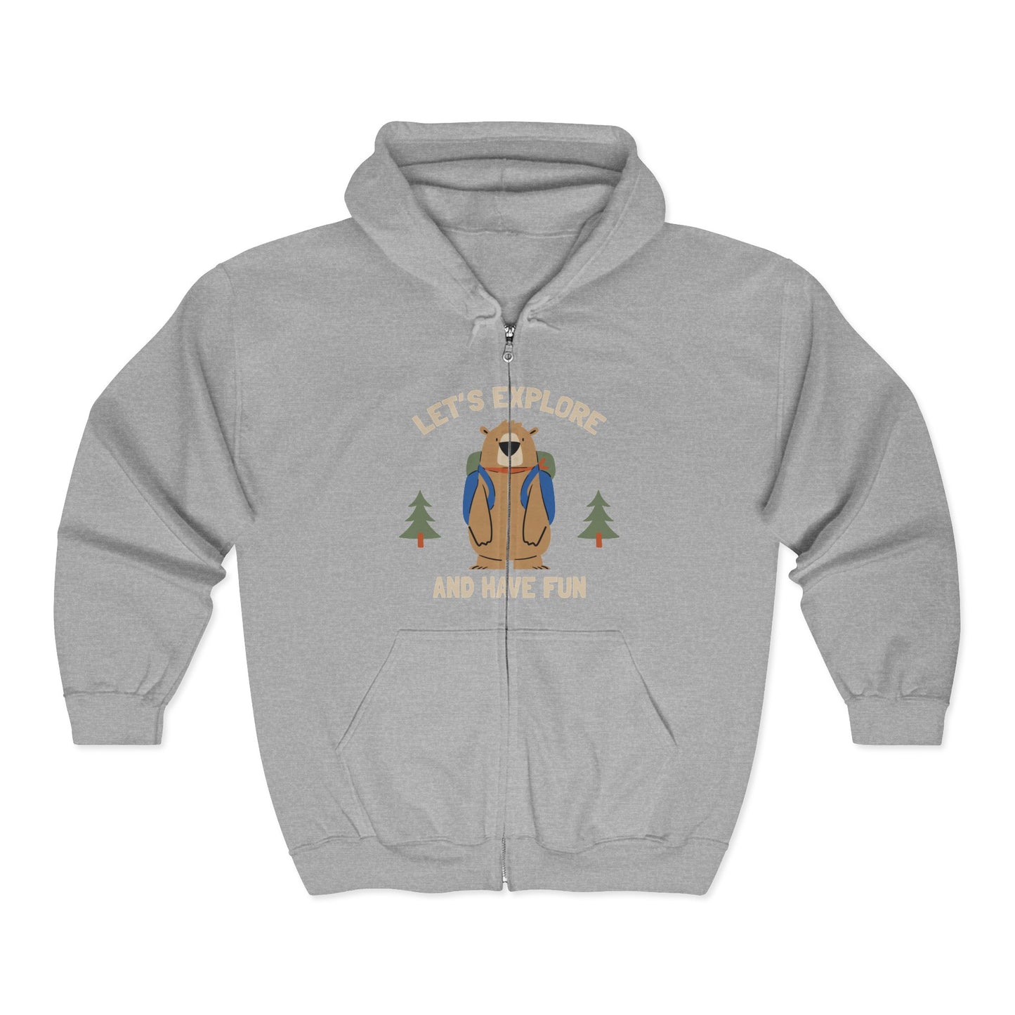 Let's Explore and Have Fun Zip Hoodie — Outdoor Adventure Hooded Jacket