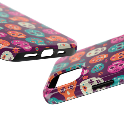 Colorful Skull Phone Case, Tough Cases for Halloween, Unique Phone Cover, Day of the Dead, Fun and Durable Accessories