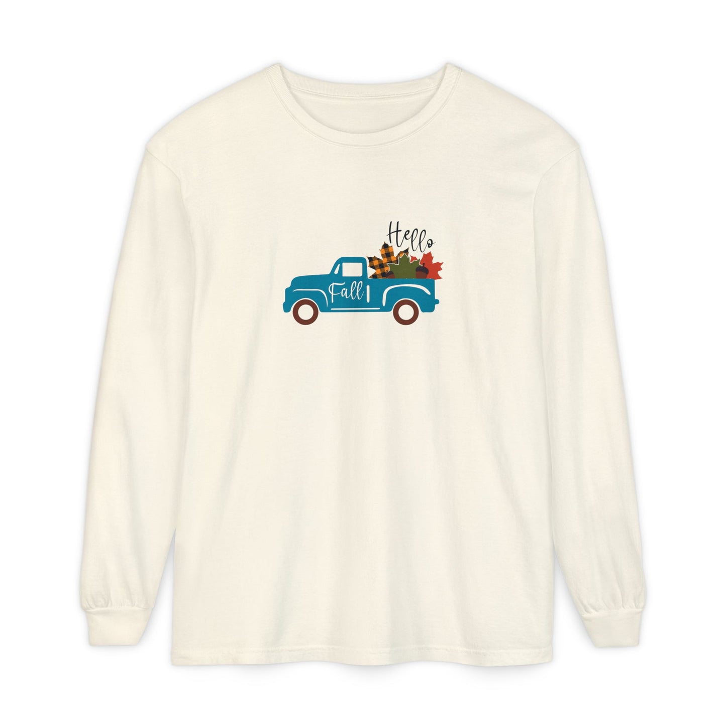Hello Fall Long Sleeve T-Shirt, Unisex Seasonal Tee, Cozy Autumn Apparel, Thanksgiving Gift, Cute Outdoor Shirt - MaisonThreadory