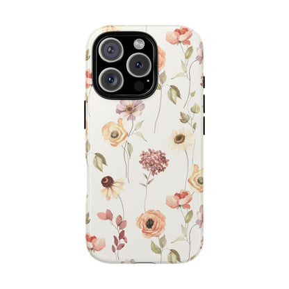 Floral Phone Case, Cute Flower Cover, Botanical Tough Case, Protective Smartphone Shell, Chic Floral Design, Trendy iPhone Case